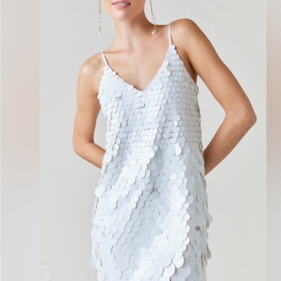 Francesca's Collections White Sequin Mini Dress - Picture 1 of 3